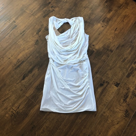 BCBG Vivia Bodycon Twisted Back Nude Mini Dress - Picture 4 of 6